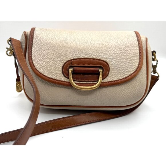 Vintage Dooney & Bourke Small Essex Crossbody Bone AWL w DB Medallion USA 1980s - Picture 1 of 16